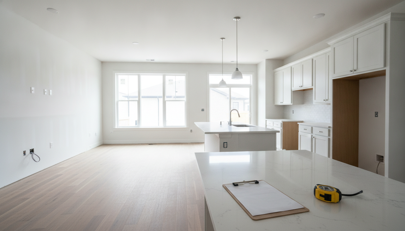 Nearly completed new home prepared for an independent inspection