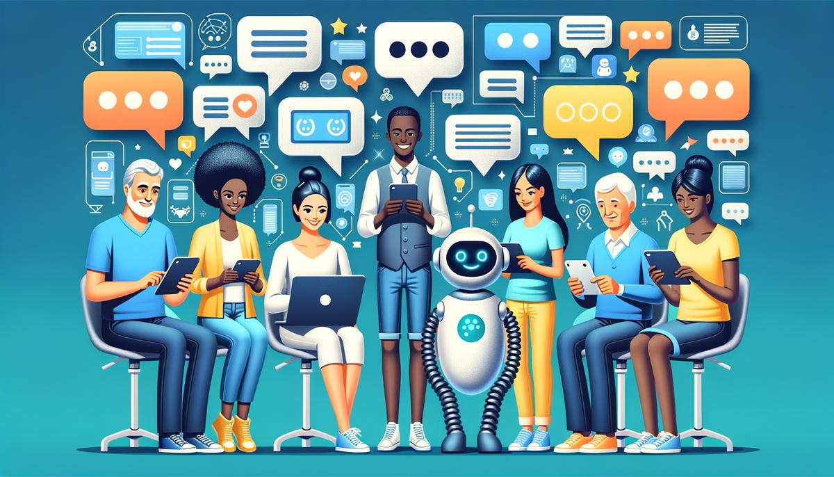 An image of chatbots assisting customers on social media platforms