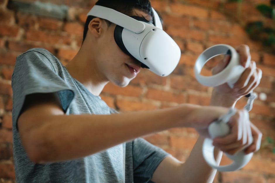 An image of a person wearing augmented reality glasses and interacting with virtual objects in the environment.