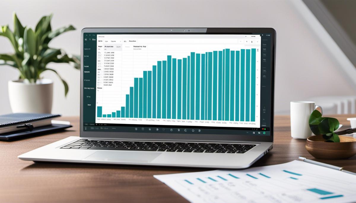 A laptop with a spreadsheet on the screen, symbolizing online data entry jobs.