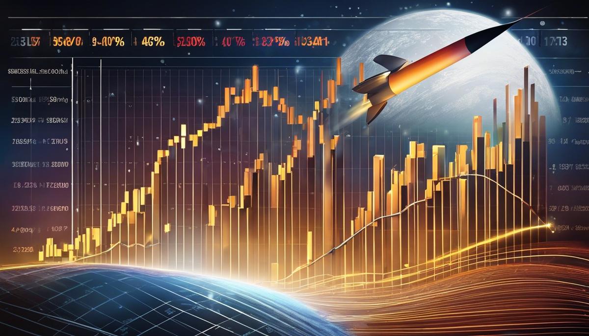 Illustration showing a rocket soaring above a portfolio chart, symbolizing financial growth and success in investing.