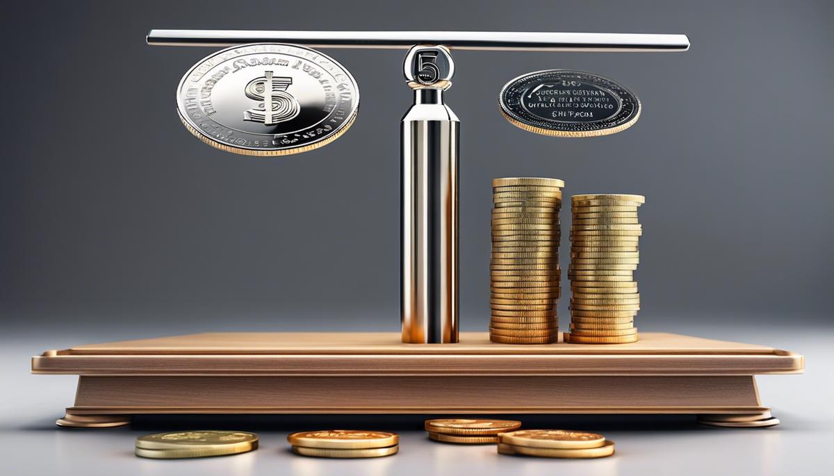 A scale with coins on one side representing the pros and coins on the other side representing the cons of 529 Education Savings Plan